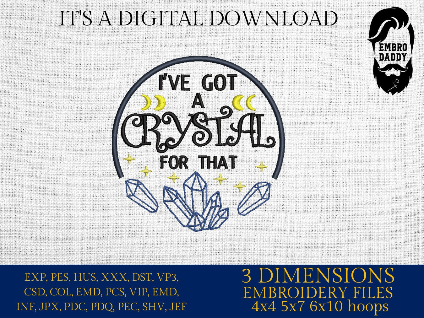 Machine Embroidery files, I've got a crystal for that, PES, DST, xxx, hus & more
