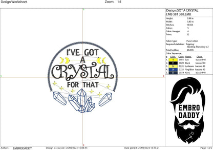 Machine Embroidery files, I've got a crystal for that, PES, DST, xxx, hus & more