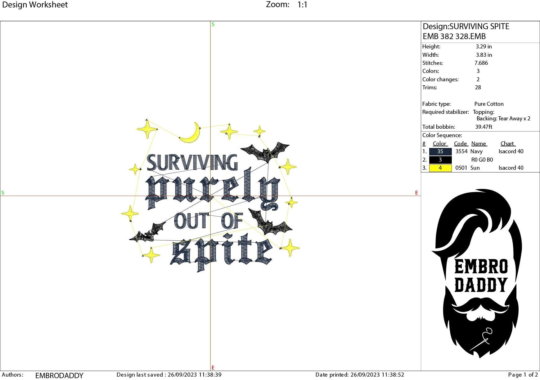 Machine Embroidery files, Surviving Purely Out of Spite, Dark Humor, PES, DST, xxx, hus & more
