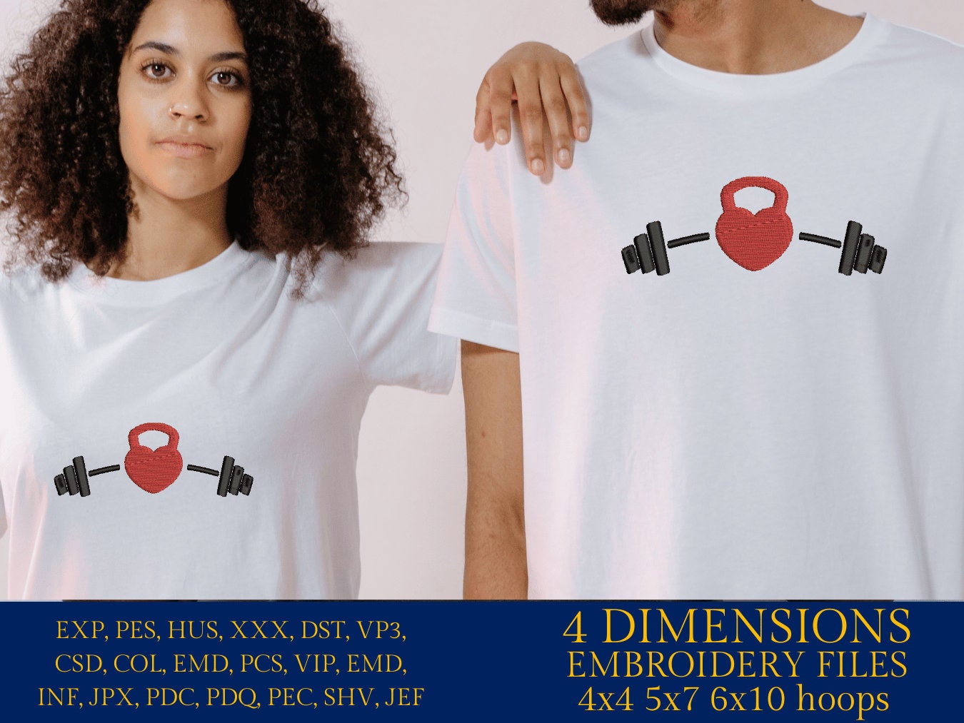 Machine Embroidery files, Barbell, Kettlebell , heart, gym, dst ,PES, xxx, hus & more