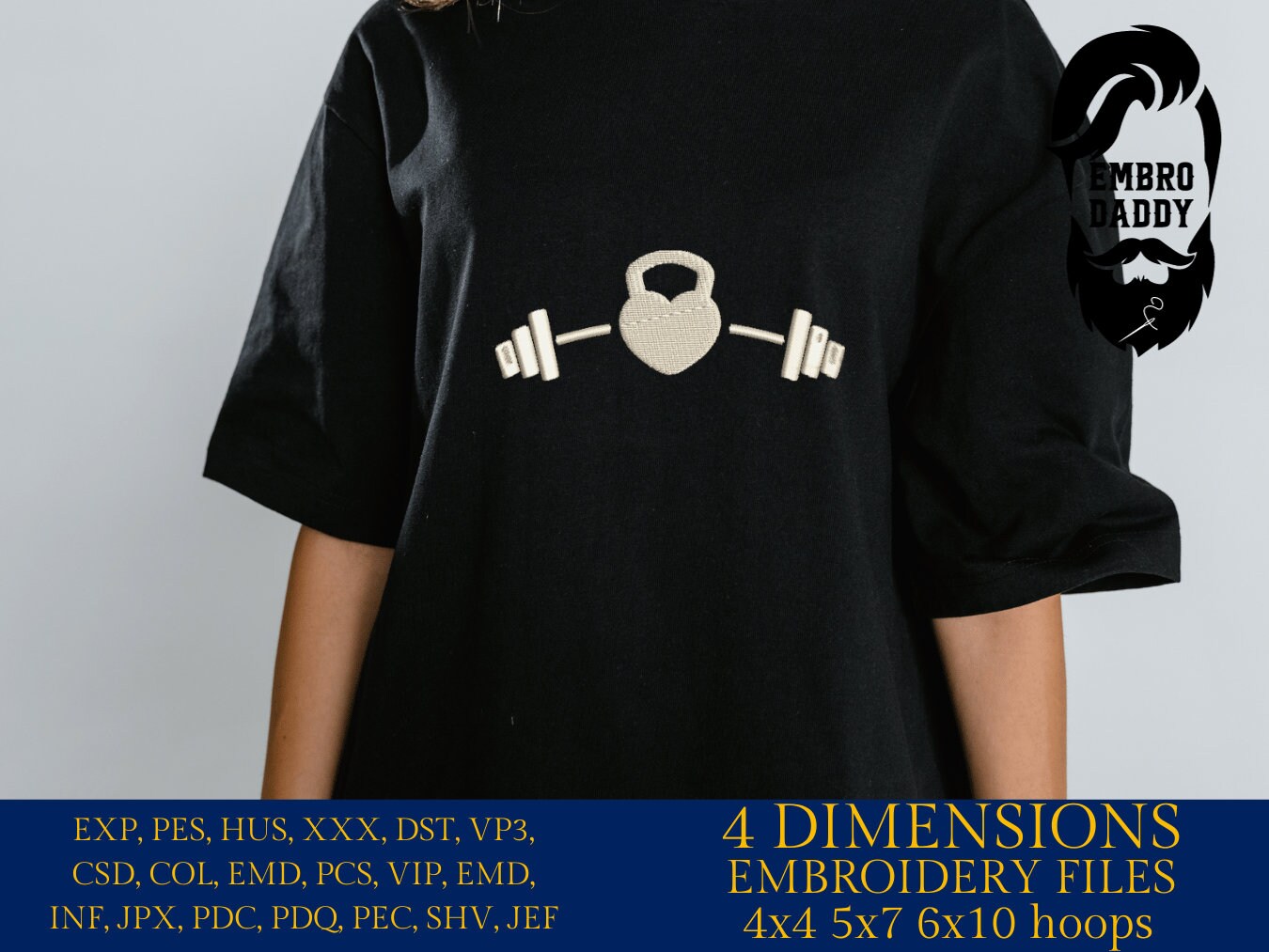 Machine Embroidery files, Barbell, Kettlebell , heart, gym, dst ,PES, xxx, hus & more