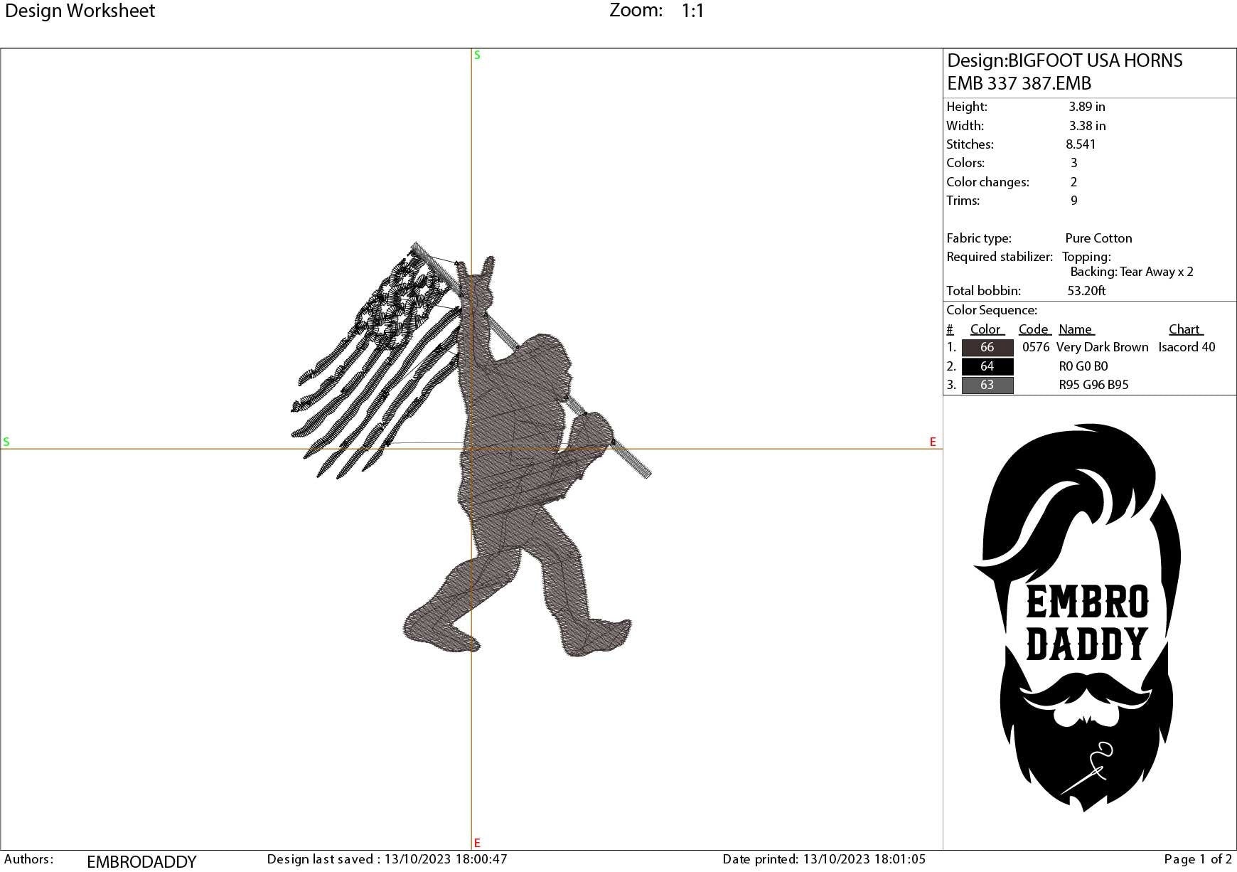 Machine Embroidery files, USA flag Bigfoot, Big Foot, Yeti, Sasquatch, PES, dst, xxx, hus & more