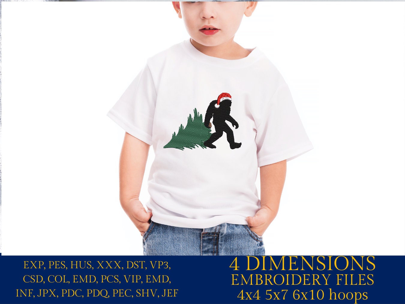 Machine Embroidery files, Bigfoot Santa Claus with Christmas tree, Bigfoot pes, Big Foot, Yeti, Sasquatch PES, xxx, hus & more