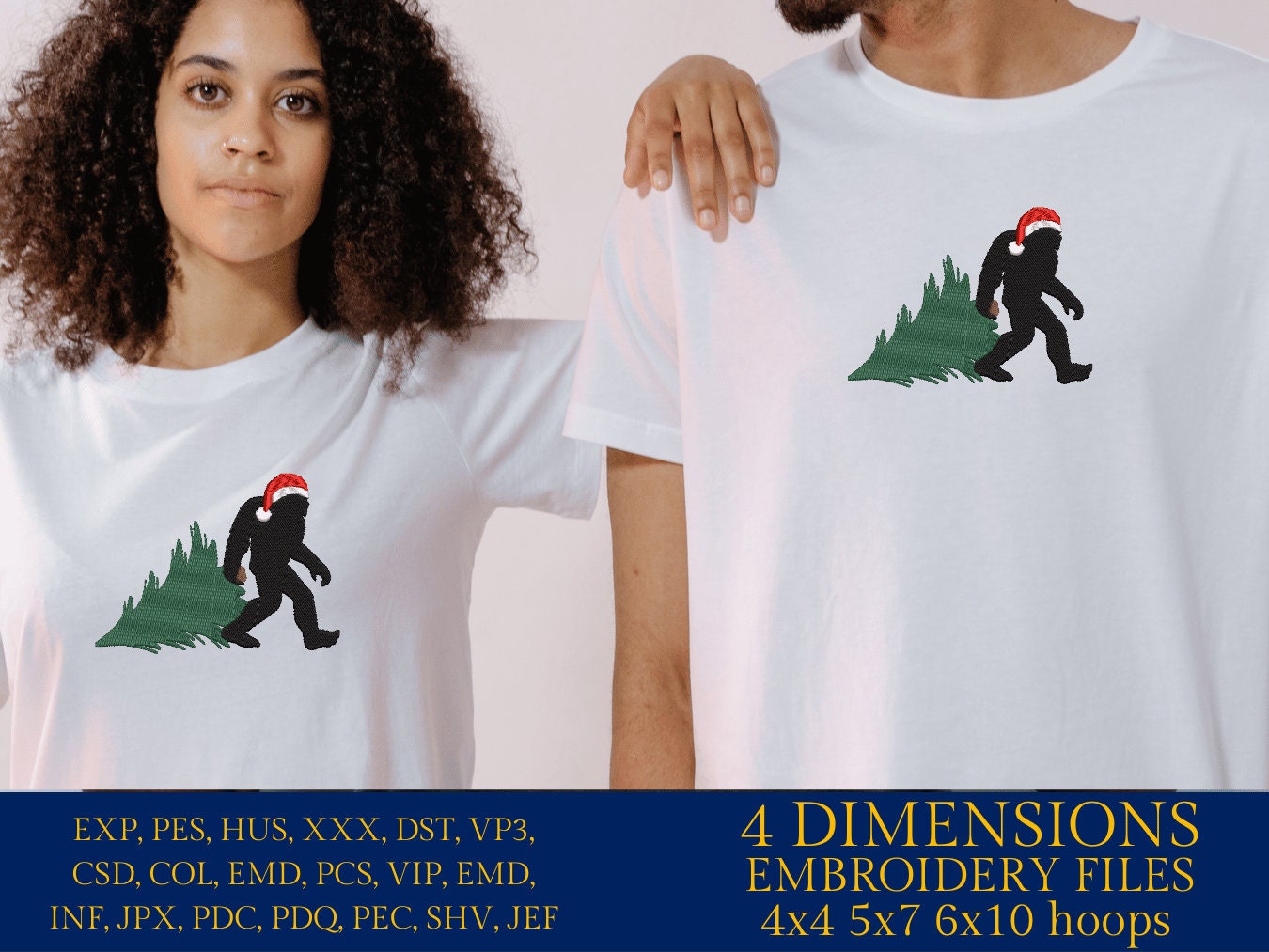Machine Embroidery files, Bigfoot Santa Claus with Christmas tree, Bigfoot pes, Big Foot, Yeti, Sasquatch PES, xxx, hus & more