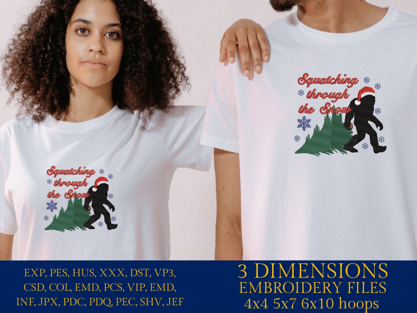 Machine Embroidery files, Squatching trough the snow, Big Foot, Yeti, Sasquatch PES, xxx, hus & more