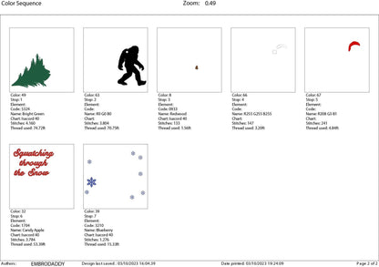 Machine Embroidery files, Squatching trough the snow, Big Foot, Yeti, Sasquatch PES, xxx, hus & more