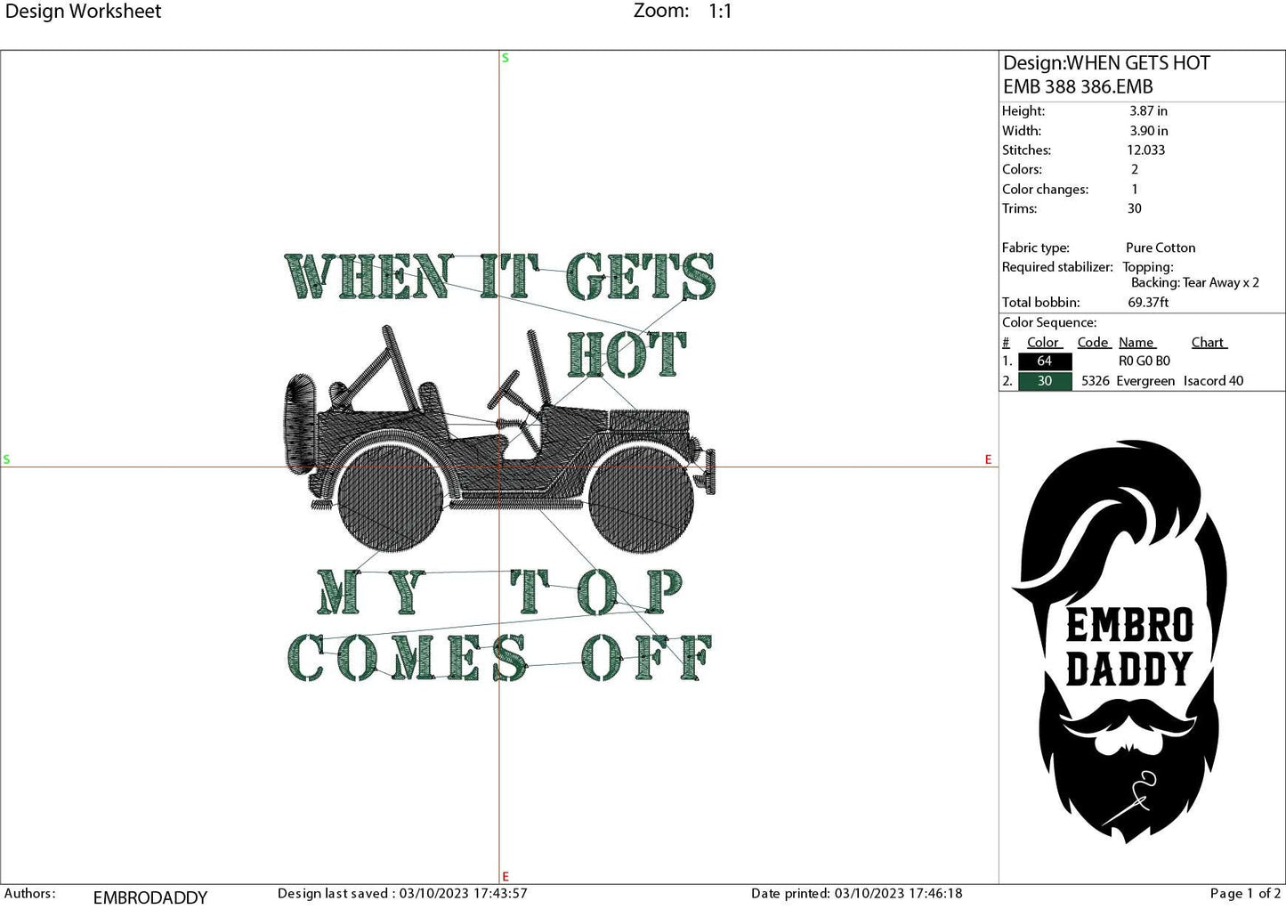 Machine Embroidery files, gets hot, top comes off, Off road car, PES, xxx, dst, hus & more