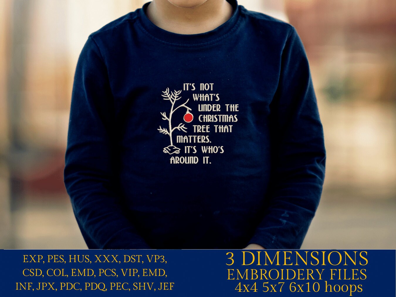 Machine Embroidery files, it's not what's under the Christmas tree, PES, DST, xxx, hus and more