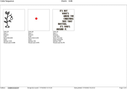 Machine Embroidery files, it's not what's under the Christmas tree, PES, DST, xxx, hus and more