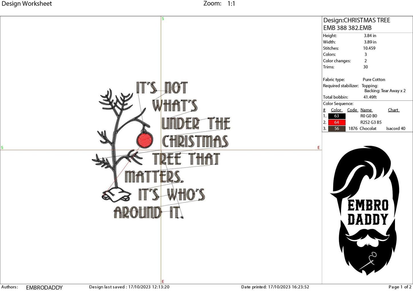 Machine Embroidery files, it's not what's under the Christmas tree, PES, DST, xxx, hus and more