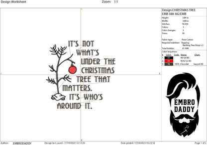 Machine Embroidery files, it's not what's under the Christmas tree, PES, DST, xxx, hus and more