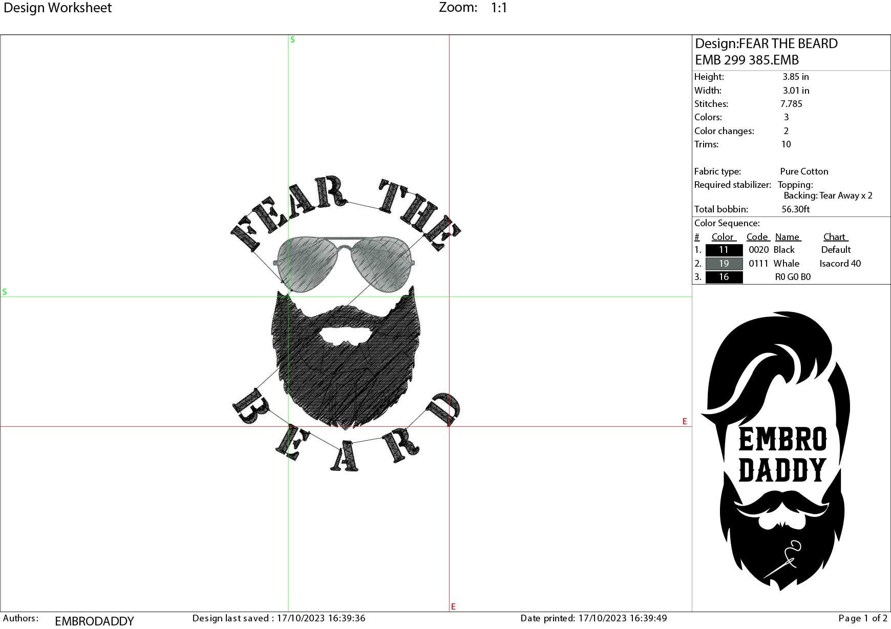 Machine Embroidery files, fear the beard, DST PES, xxx hus & more