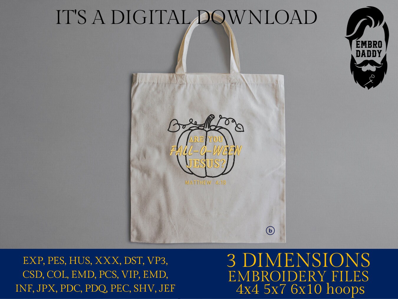 Machine Embroidery files, Are you fall - o - ween Jesus?, Matthew, PES, DST, xxx, hus & more