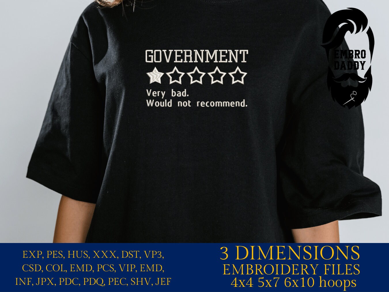 Machine Embroidery files, Government, very bad, PES, xxx, hus & more