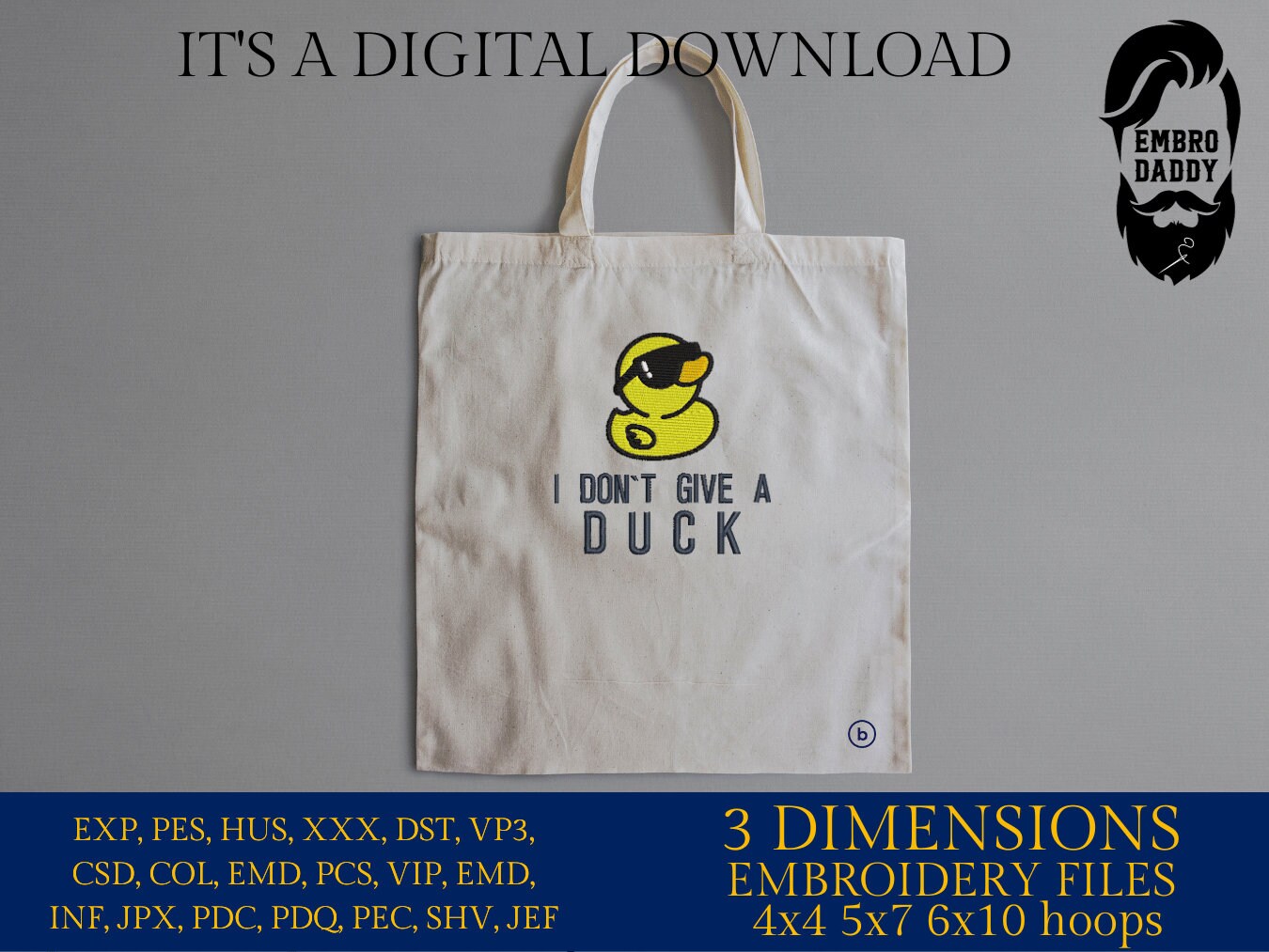 Machine Embroidery files, I don't give a duck, funny PES, DST, xxx, hus & more