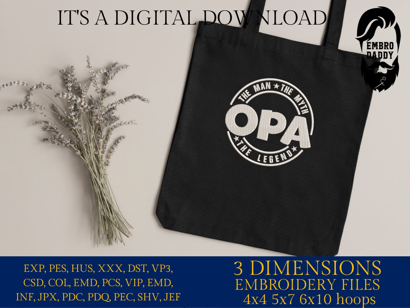 Machine Embroidery files, OPA man myth legend, Grandfather, PES, xxx hus & more