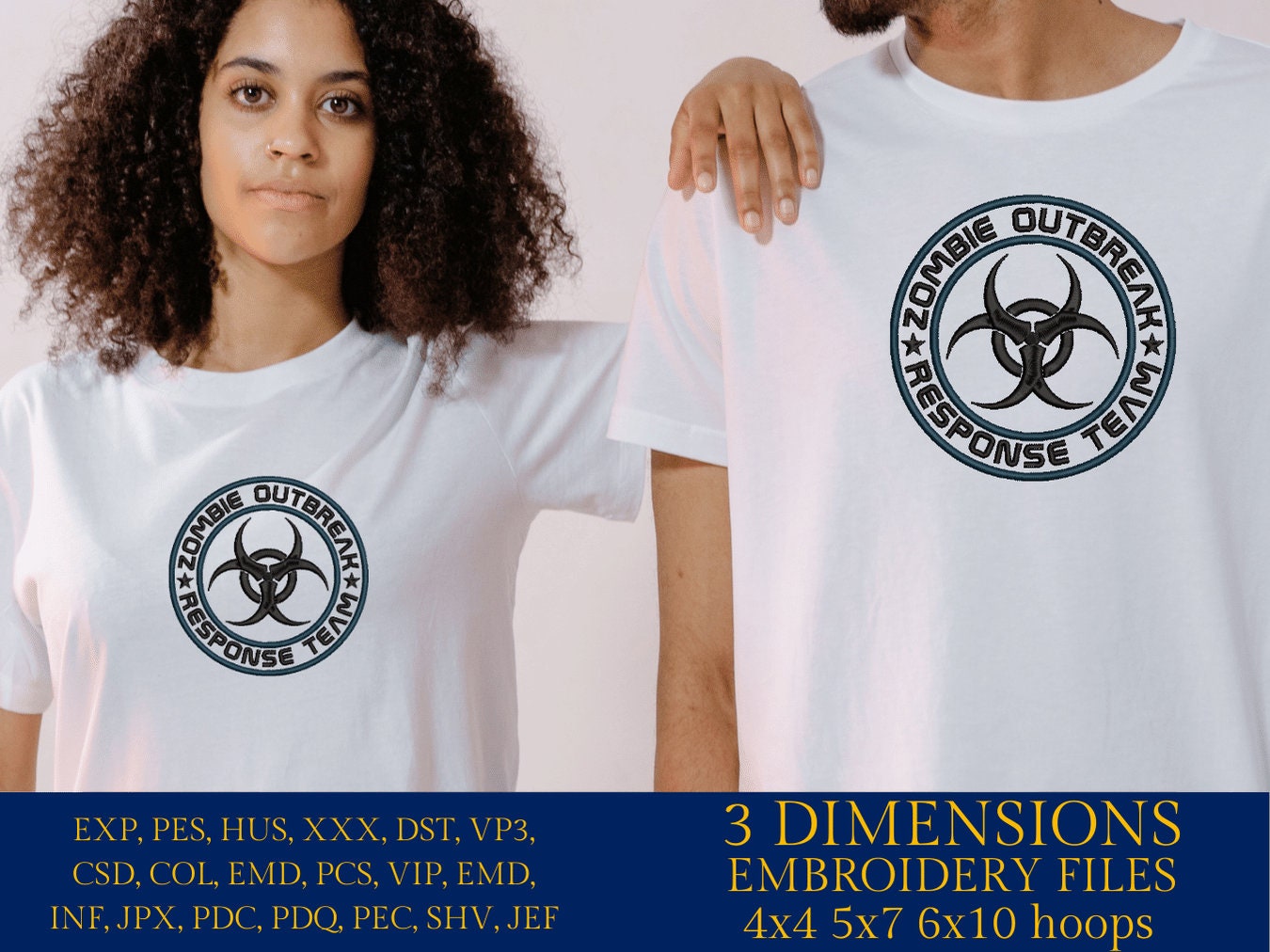 Machine Embroidery files, Zombie outbreak response team, birthday funny embroidery files, gift idea PES, xxx, hus & more