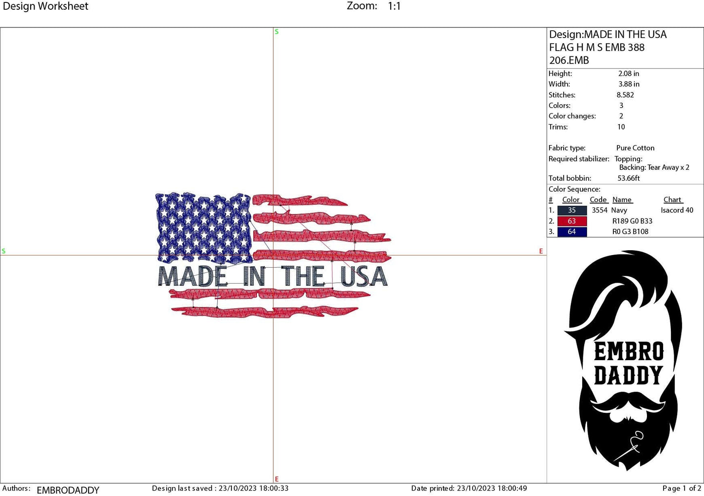 Machine Embroidery files, Made in the USA, Usa Flag, PES, DST, xxx, hus & more