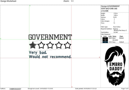 Machine Embroidery files, Government, very bad, PES, xxx, hus & more