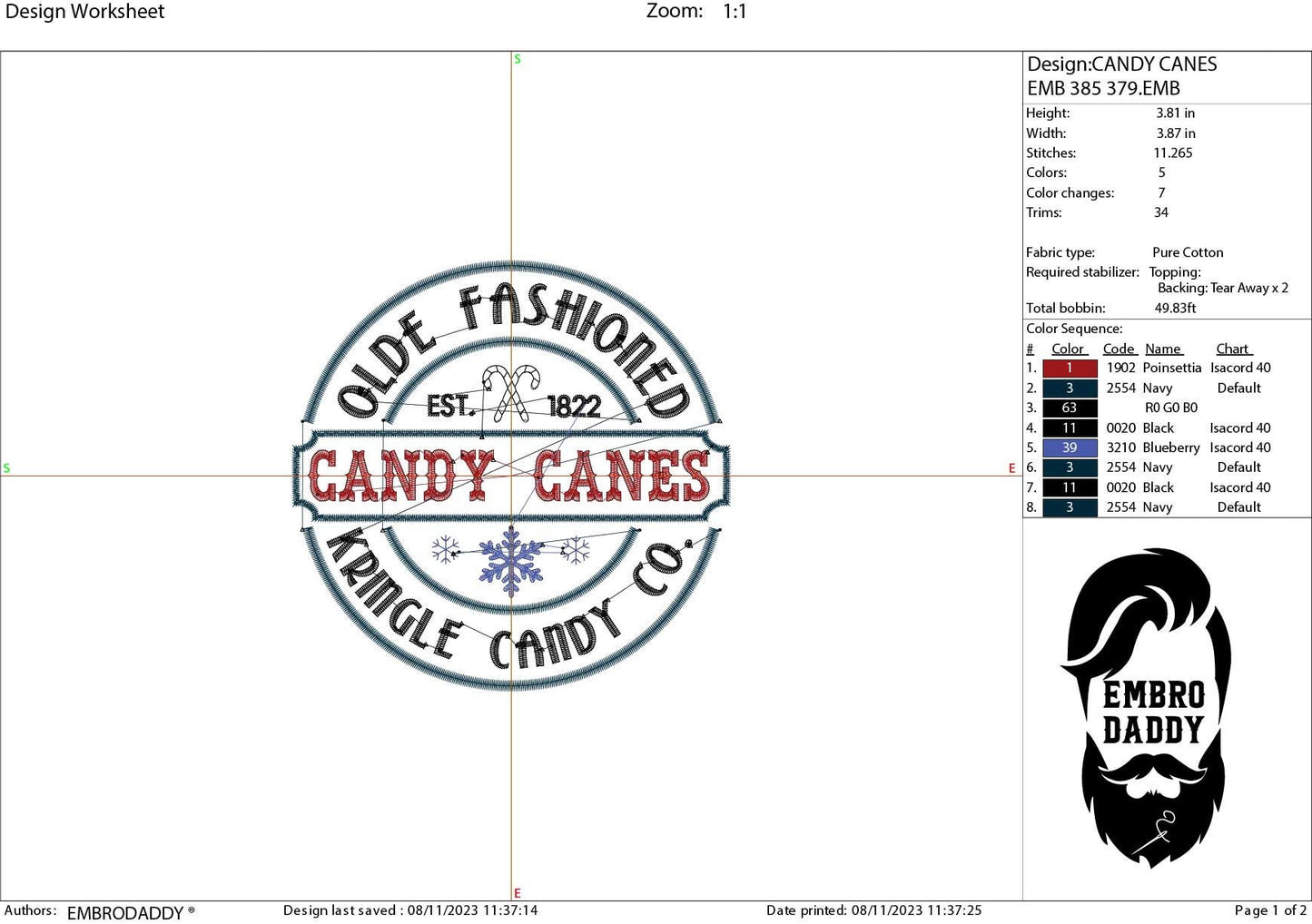 Machine Embroidery files, olde fashioned Candy Canes, PES, DST, xxx, hus and more