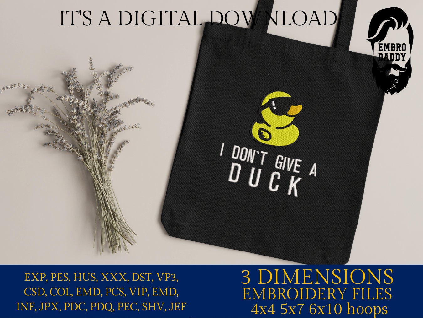 Machine Embroidery files, I don't give a duck, funny PES, DST, xxx, hus & more