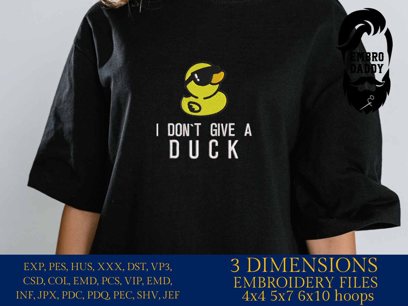 Machine Embroidery files, I don't give a duck, funny PES, DST, xxx, hus & more