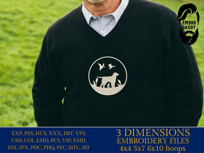 Machine Embroidery, Dog duck hunt, embroidery files, hunter Gift Idea, nature Design landscape, hog PES, xxx, hus & more, embroidery