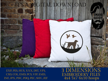 Machine Embroidery, Dog duck hunt, embroidery files, hunter Gift Idea, nature Design landscape, hog PES, xxx, hus & more, embroidery