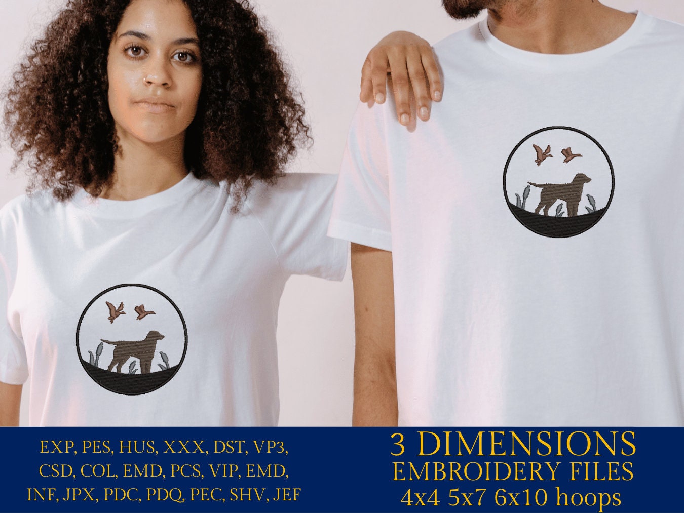 Machine Embroidery, Dog duck hunt, embroidery files, hunter Gift Idea, nature Design landscape, hog PES, xxx, hus & more, embroidery