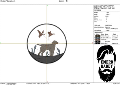 Machine Embroidery, Dog duck hunt, embroidery files, hunter Gift Idea, nature Design landscape, hog PES, xxx, hus & more, embroidery