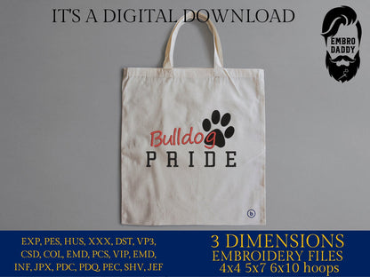 Machine Embroidery files, It's a Great Day To Be A Bulldog, PES, xxx, hus & more, fan embroidery files