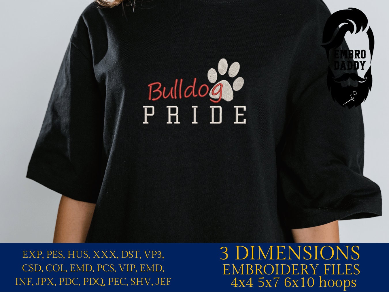 Machine Embroidery files, It's a Great Day To Be A Bulldog, PES, xxx, hus & more, fan embroidery files