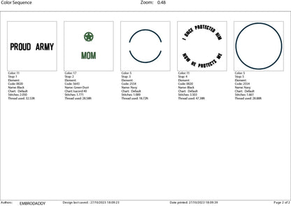 Machine Embroidery files, Proud Army Mom, dst PES, xxx, hus & more