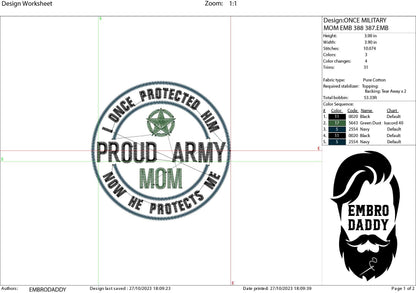 Machine Embroidery files, Proud Army Mom, dst PES, xxx, hus & more
