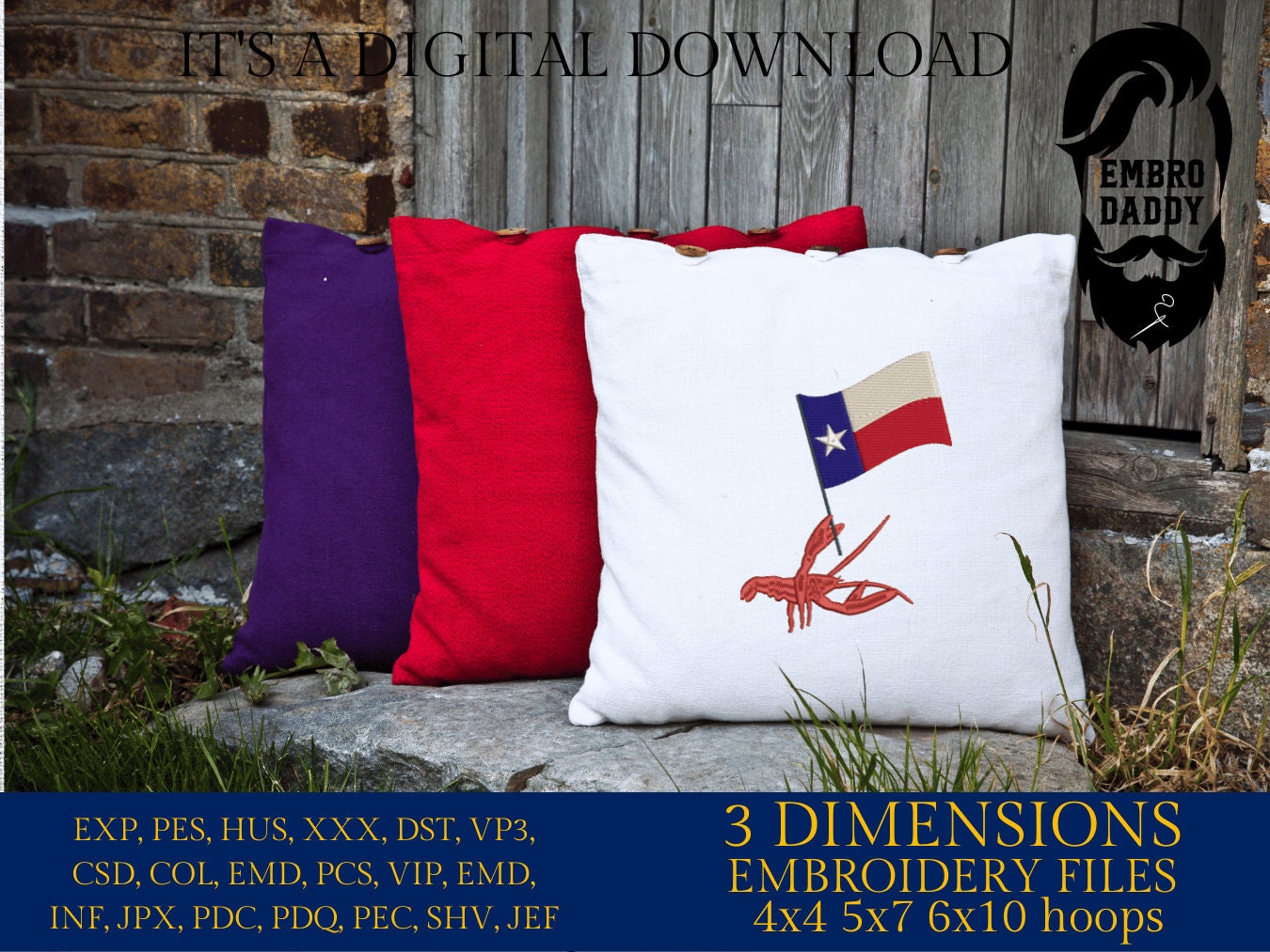 Machine Embroidery files, Crawfish, Texas Flag PES, DST, xxx, hus & more