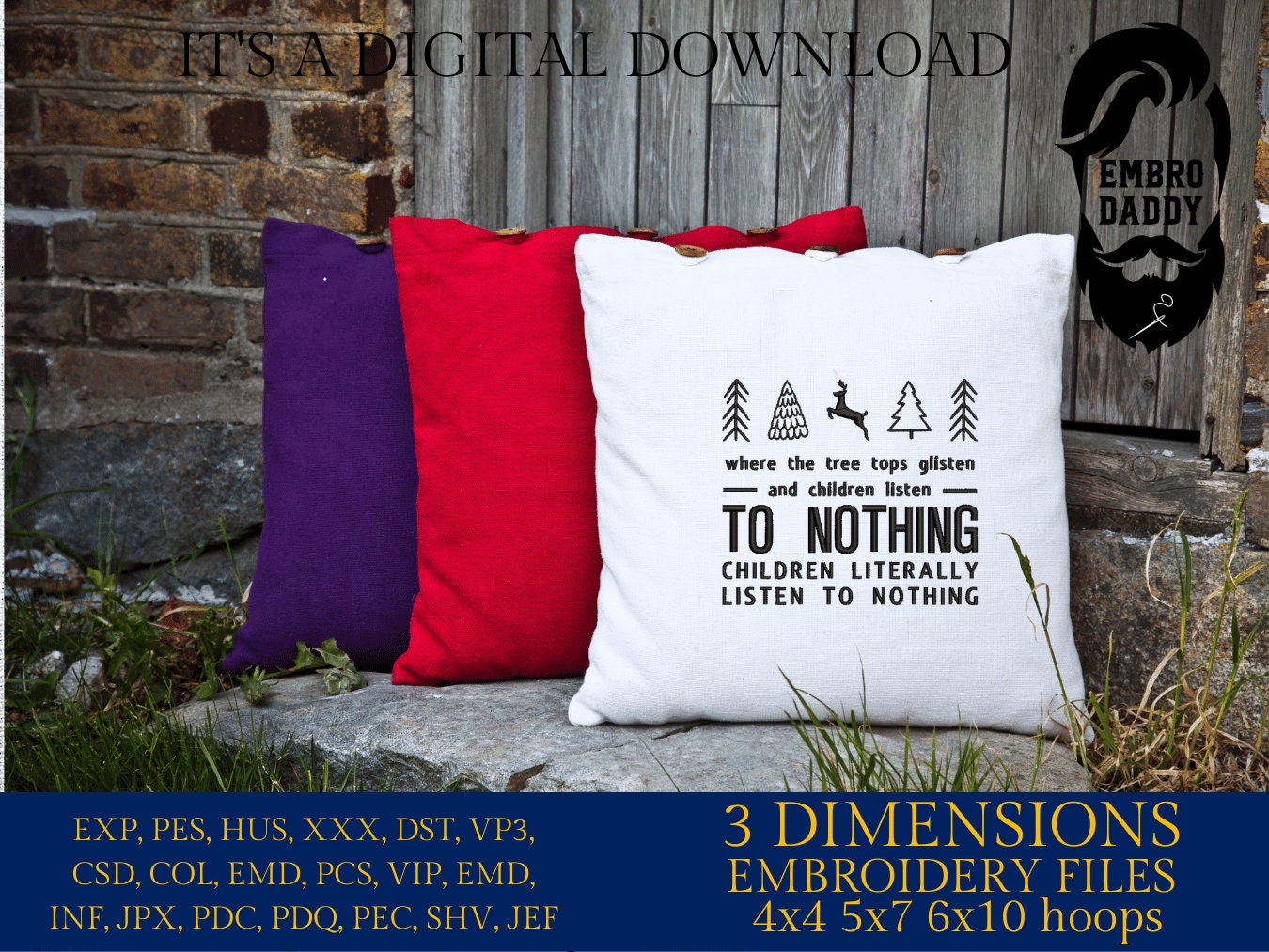 Machine Embroidery files, Children listen to nothing, Funny, Christmas, PES, DST, xxx, hus & more