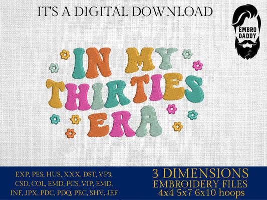 Machine Embroidery files, in my thirties era, embroidery files, PES, xxx, hus & more, embroidery files