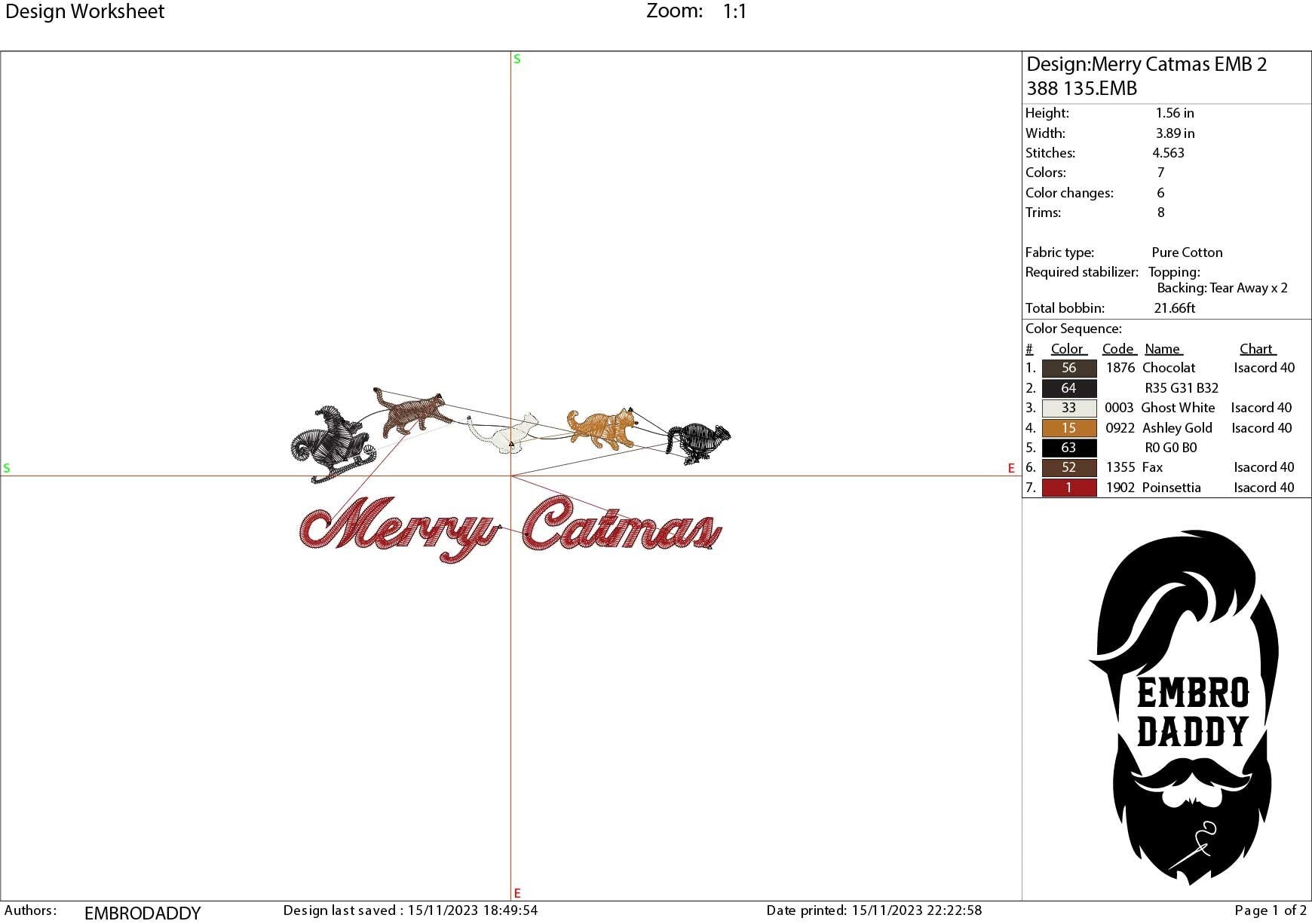 Machine Embroidery files, Merry Catmas, PES, DST, xxx, hus and more