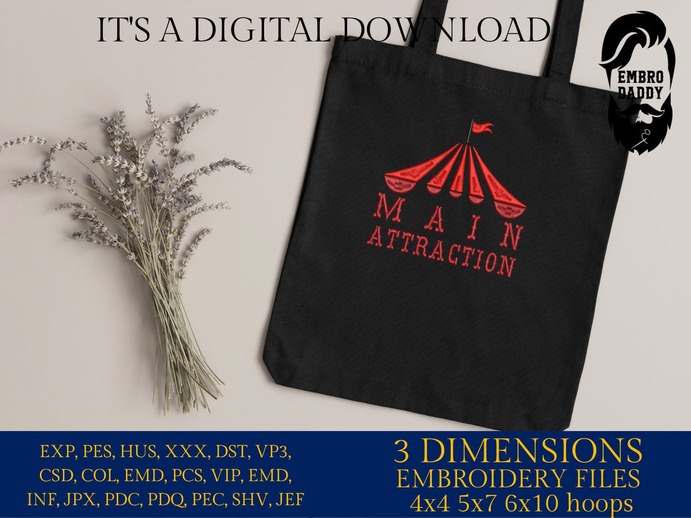 Machine embroidery files, Main attraction, PES, DST, xxx, hus & more