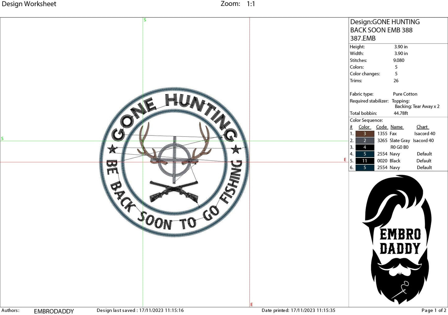 Machine Embroidery files, Gone Hunting, PES, DST, xxx, hus and more