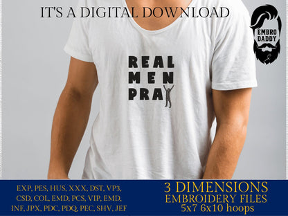 Machine Embroidery files, Real men pray, christian, PES, xxx, hus & more