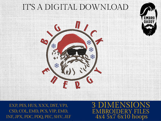 Machine Embroidery files, big Nick energy, Santa, PES, DST, xxx, hus and more