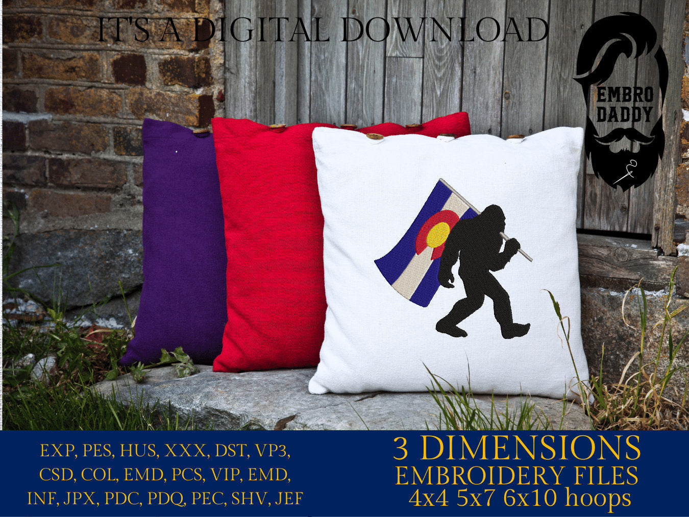 Machine Embroidery files, Colorado Flag, Bigfoot pes, Big Foot, Yeti, Sasquatch PES, xxx, hus & more