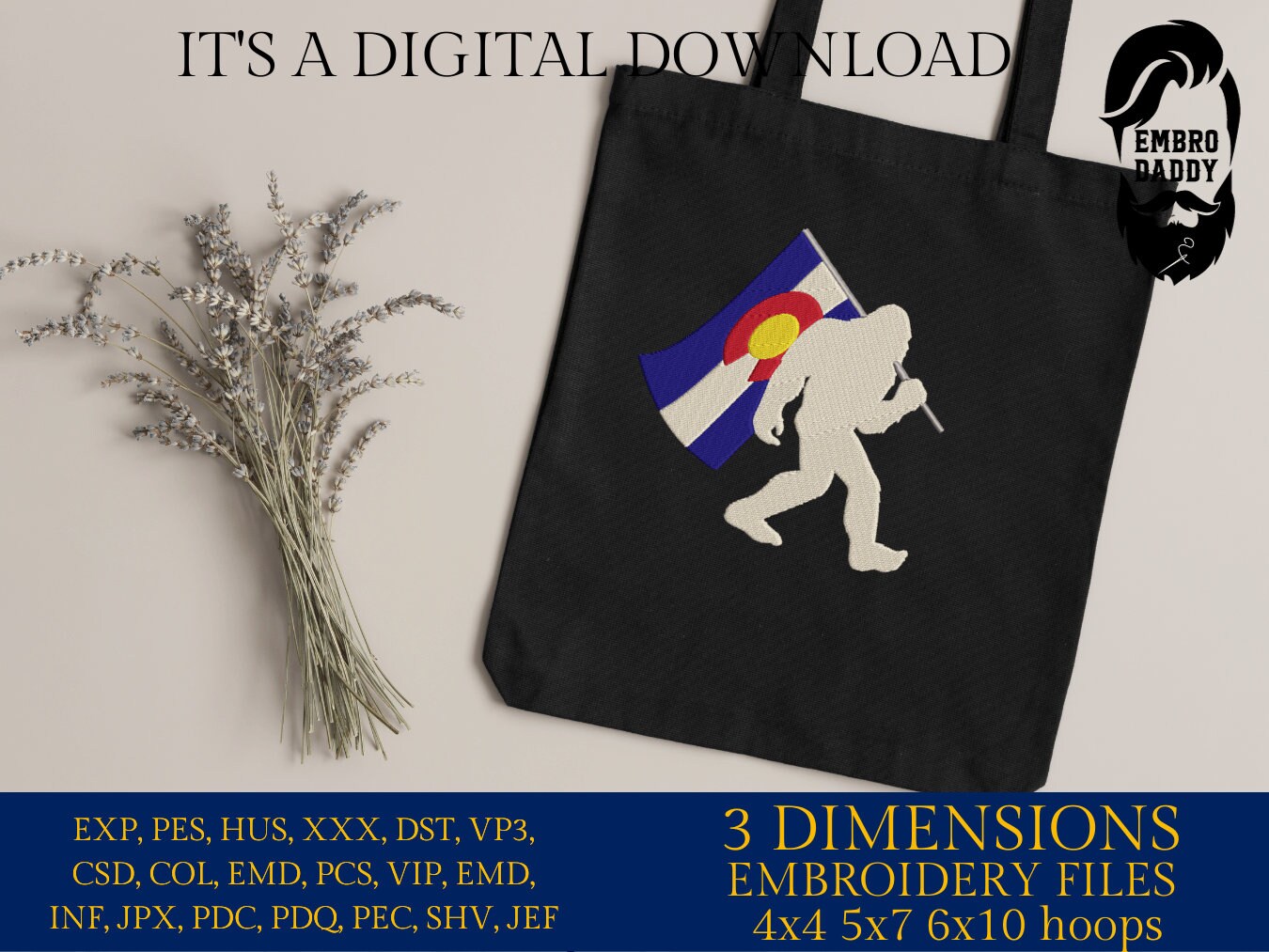 Machine Embroidery files, Colorado Flag, Bigfoot pes, Big Foot, Yeti, Sasquatch PES, xxx, hus & more