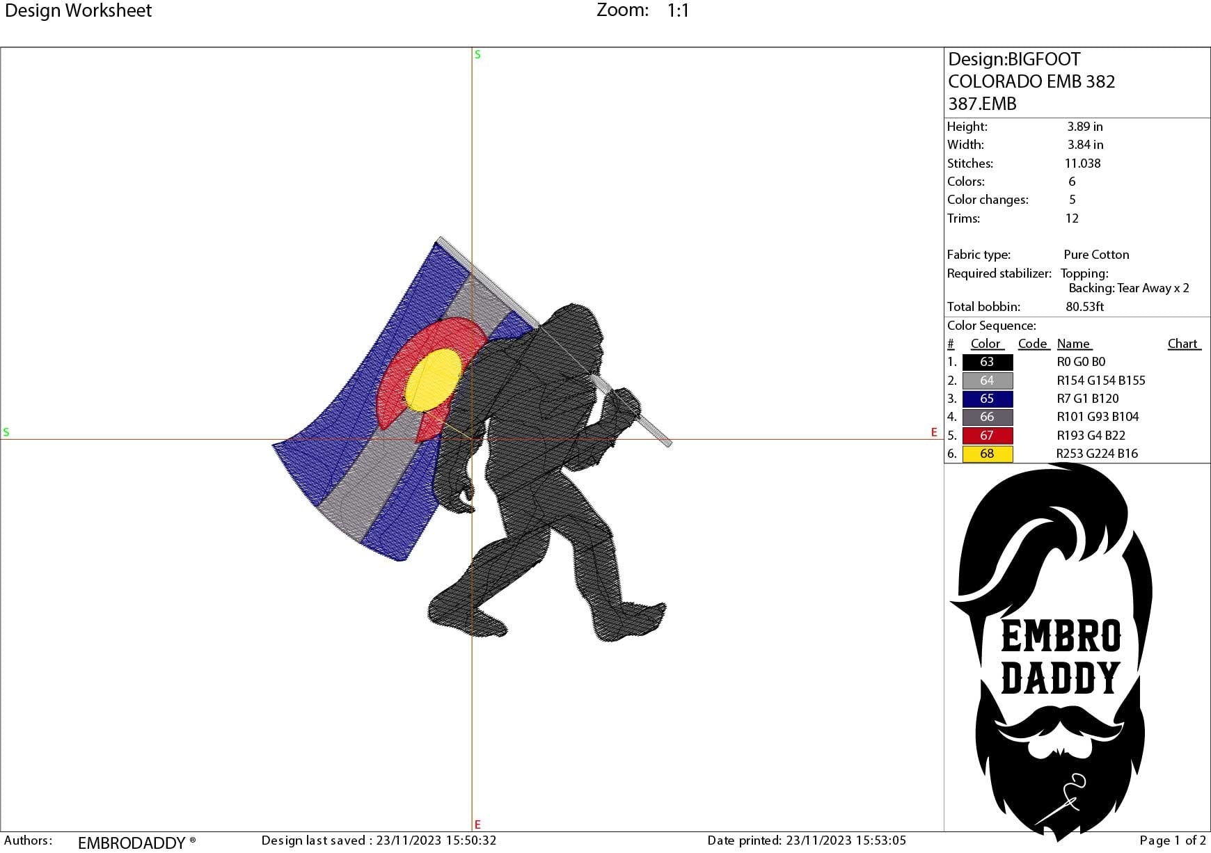 Machine Embroidery files, Colorado Flag, Bigfoot pes, Big Foot, Yeti, Sasquatch PES, xxx, hus & more