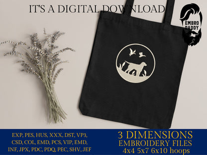 Machine Embroidery, Dog duck hunt, embroidery files, hunter Gift Idea, nature Design landscape, hog PES, xxx, hus & more, embroidery