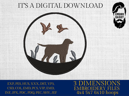 Machine Embroidery, Dog duck hunt, embroidery files, hunter Gift Idea, nature Design landscape, hog PES, xxx, hus & more, embroidery