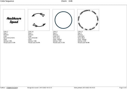 Machine Embroidery files, Healthcare Squad, Healthcare Worker, Health care/ Care Worker, Healthcare ,dst, PES, xxx, hus & more