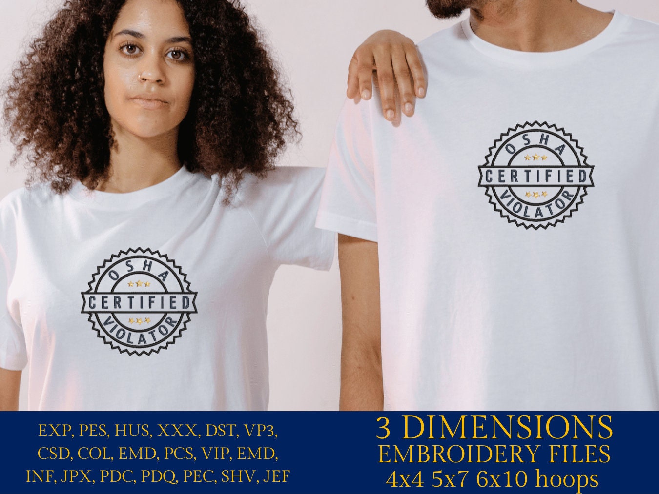 Machine Embroidery files, OSHA certified violator, PES, DST, xxx, hus and more
