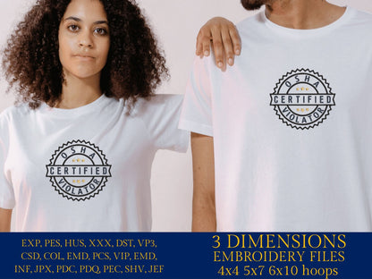 Machine Embroidery files, OSHA certified violator, PES, DST, xxx, hus and more